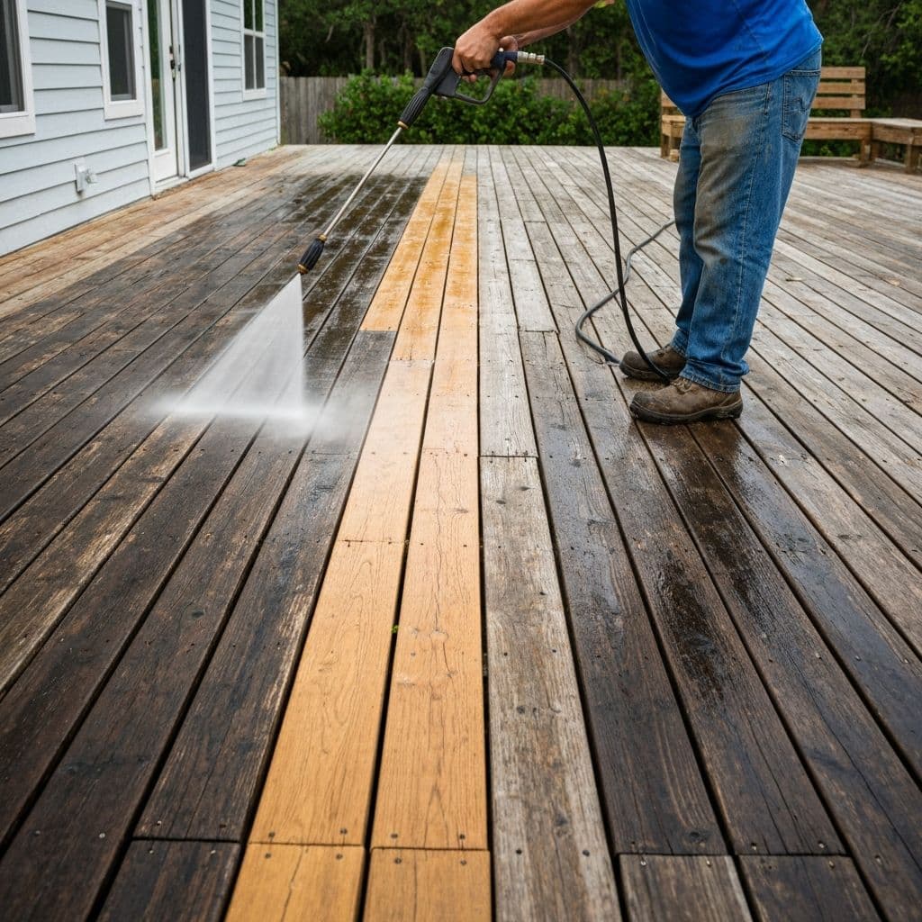 Pool Deck Cleaning by BayBright Exterior Cleaning